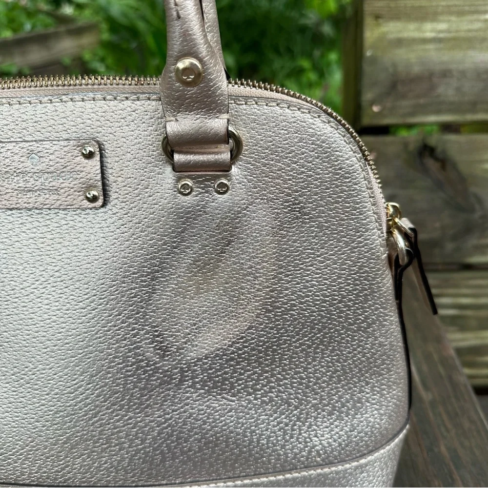 Kate Spade Wellesley Rachelle Satchel Rose‎ Gold Pebbled Leather Purse Handbag